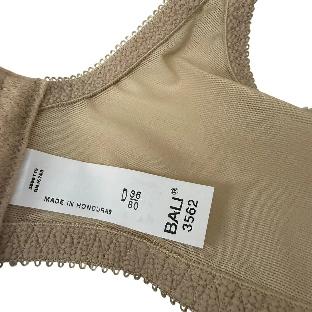 Bali Minimizer Satin Tracings Comfort Strap Underwire Bra 36D Beige